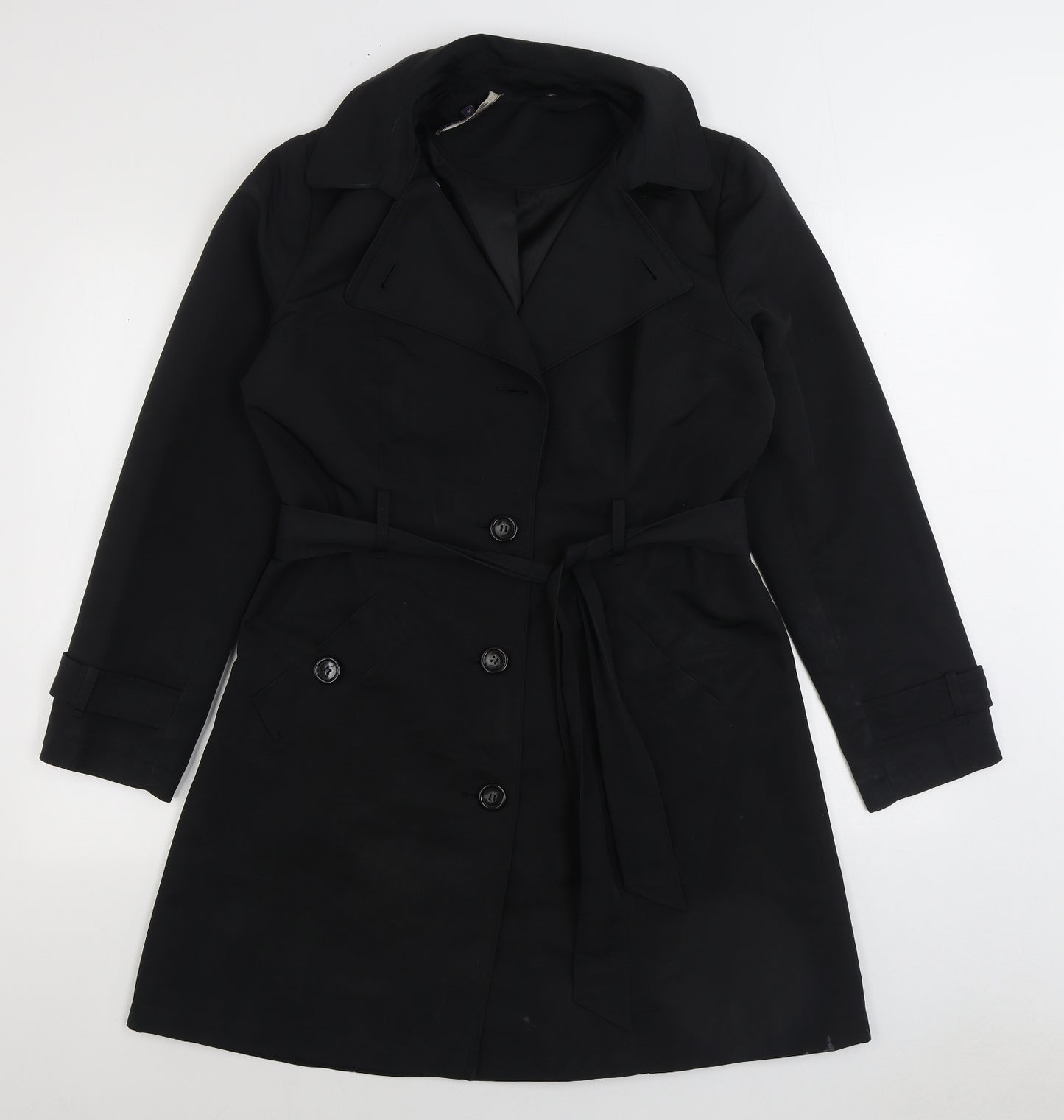 Marks and Spencer Womens Black Trench Coat Coat Size 10 Button