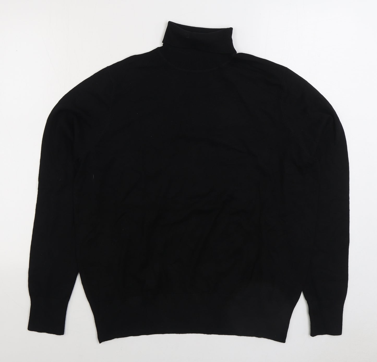 River Island Mens Black Roll Neck Viscose Pullover Jumper Size XL