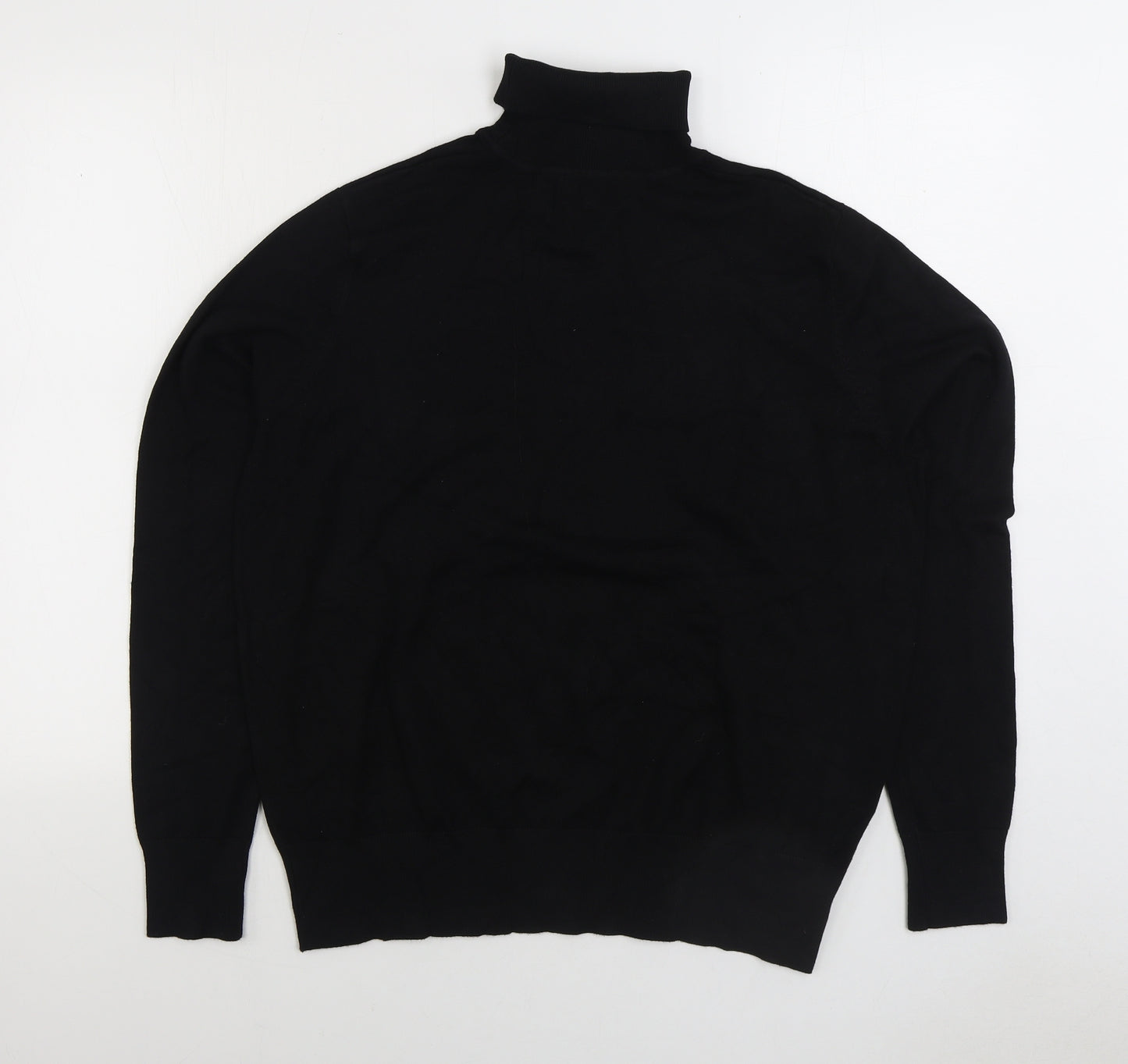 River Island Mens Black Roll Neck Viscose Pullover Jumper Size XL