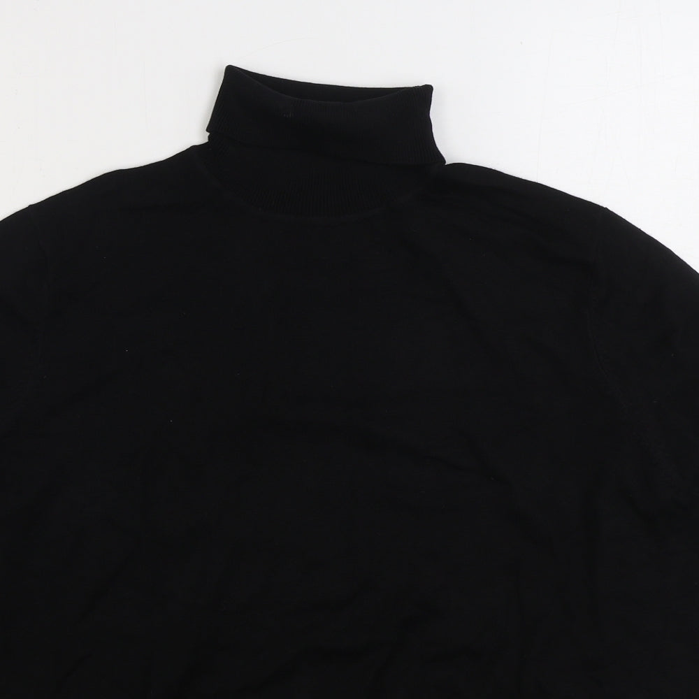 River Island Mens Black Roll Neck Viscose Pullover Jumper Size XL
