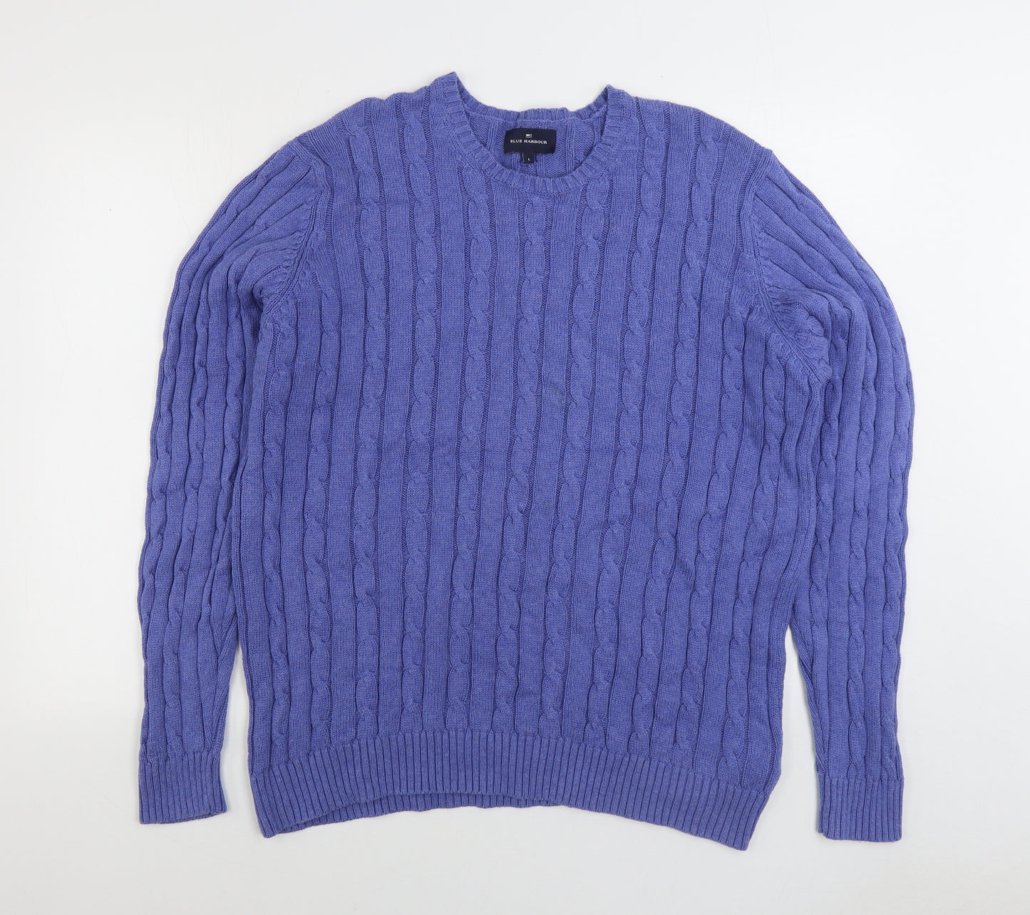 Blue Harbour Mens Blue Round Neck Cotton Pullover Jumper Size L