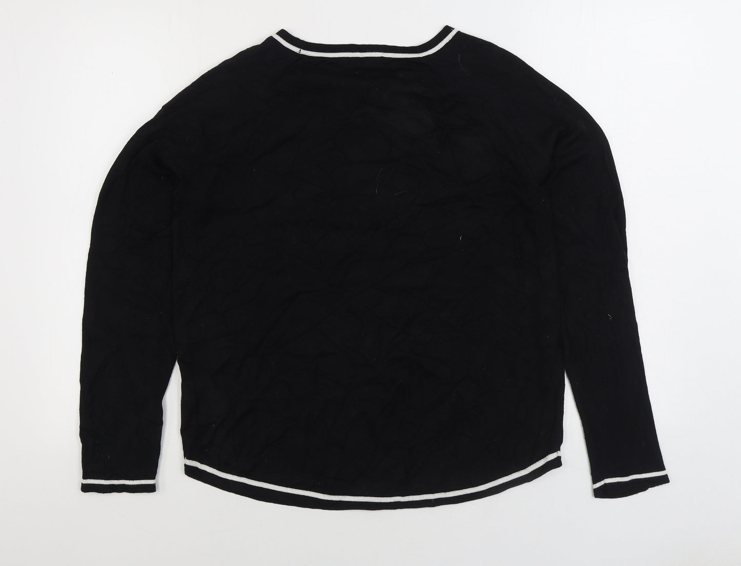 M&Co. Womens Black Round Neck Viscose Pullover Jumper Size 16