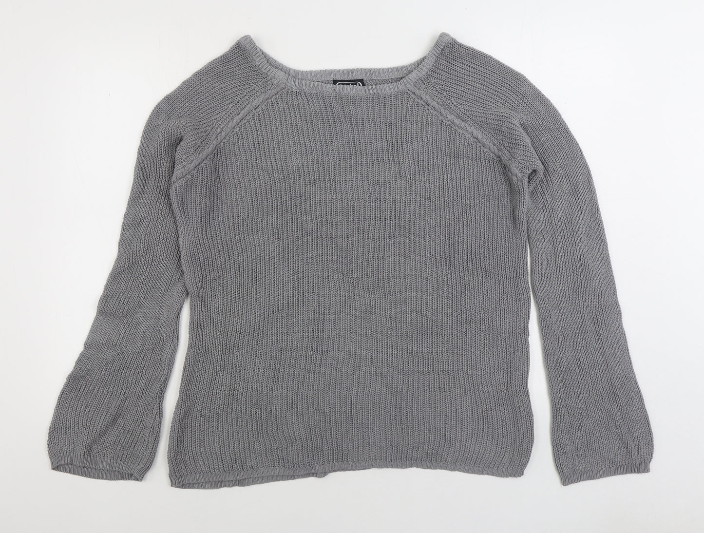 Cashel Womens Grey Boat Neck 100% Cotton Pullover Jumper Size XL