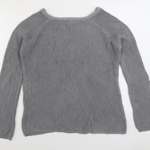 Cashel Womens Grey Boat Neck 100% Cotton Pullover Jumper Size XL