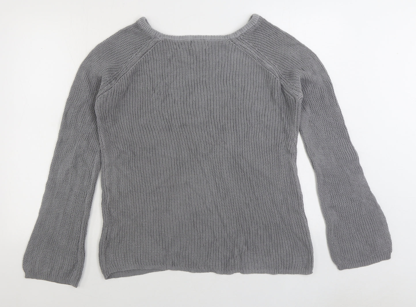 Cashel Womens Grey Boat Neck 100% Cotton Pullover Jumper Size XL