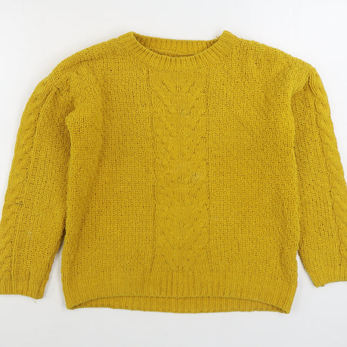 Primark Womens Yellow Boat Neck Polyester Pullover Jumper Size S