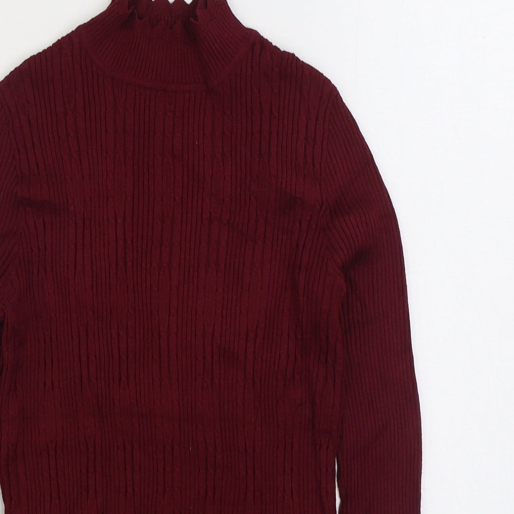 Papaya Womens Red High Neck Viscose Pullover Jumper Size 16