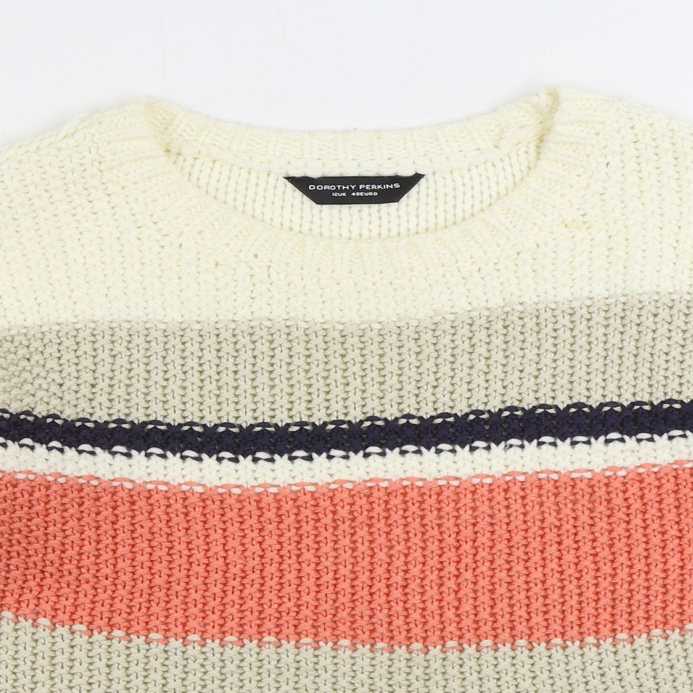 Dorothy Perkins Womens Multicoloured Round Neck Striped Acrylic Pullover Jumper Size 12