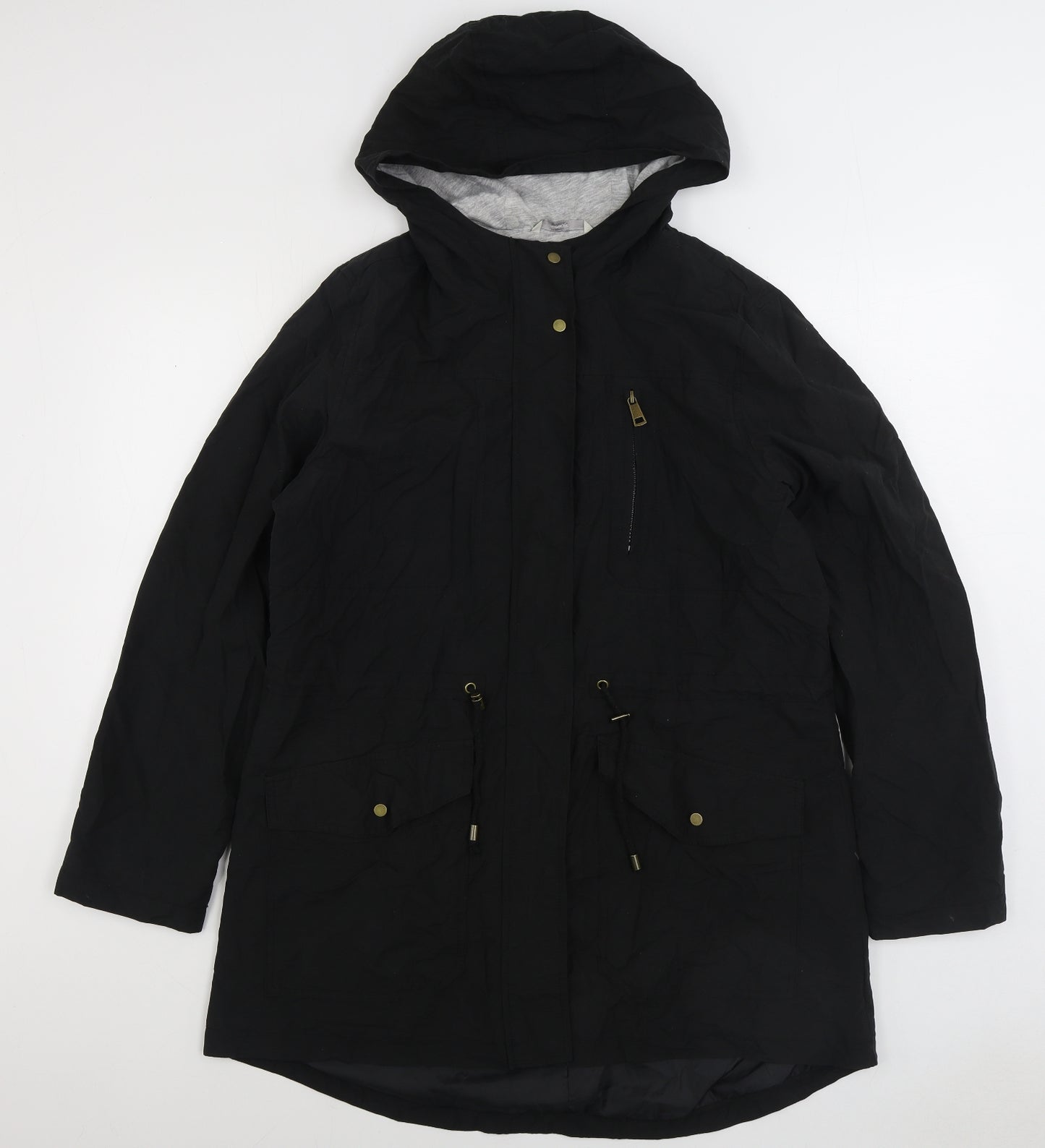 George Womens Black Parka Jacket Size 16 Zip