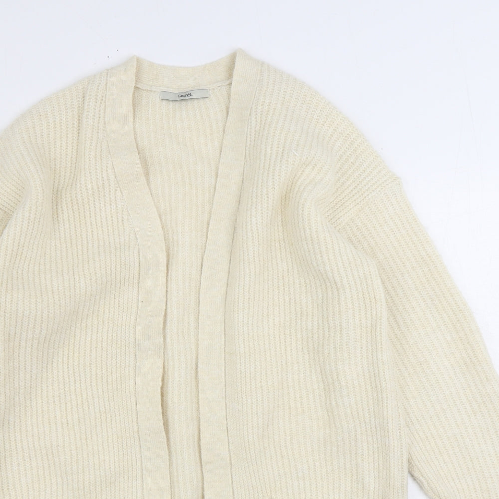George Womens Ivory V-Neck Polyester Cardigan Jumper Size M