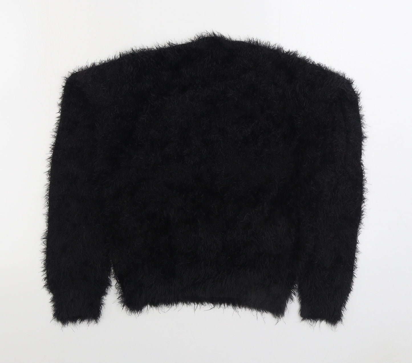 Topshop Womens Black Round Neck Nylon Pullover Jumper Size 8