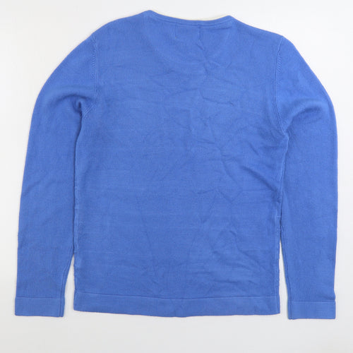 BHS Mens Blue V-Neck Acrylic Pullover Jumper Size S