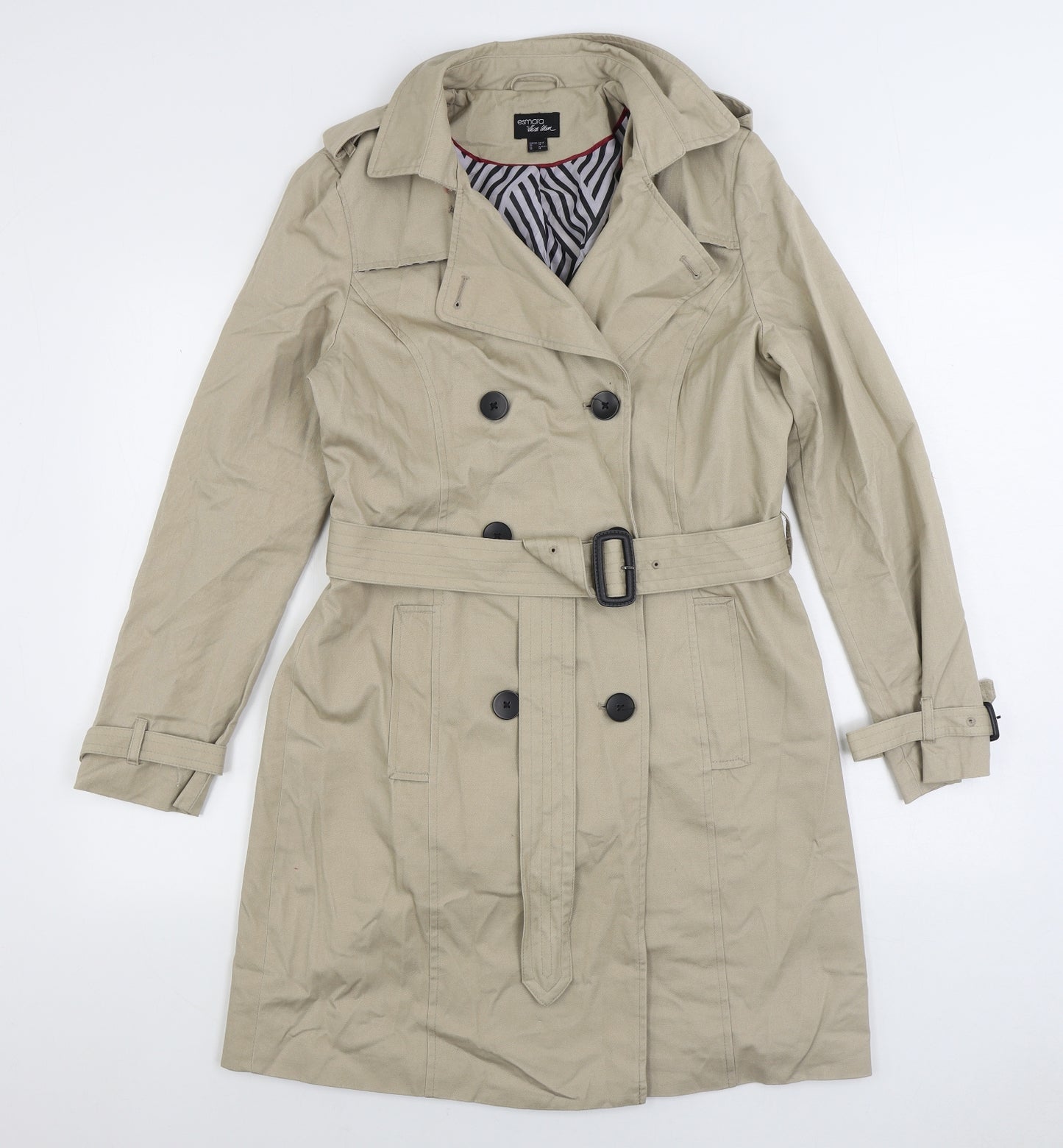 ESMARA Womens Beige Trench Coat Coat Size 10 Button
