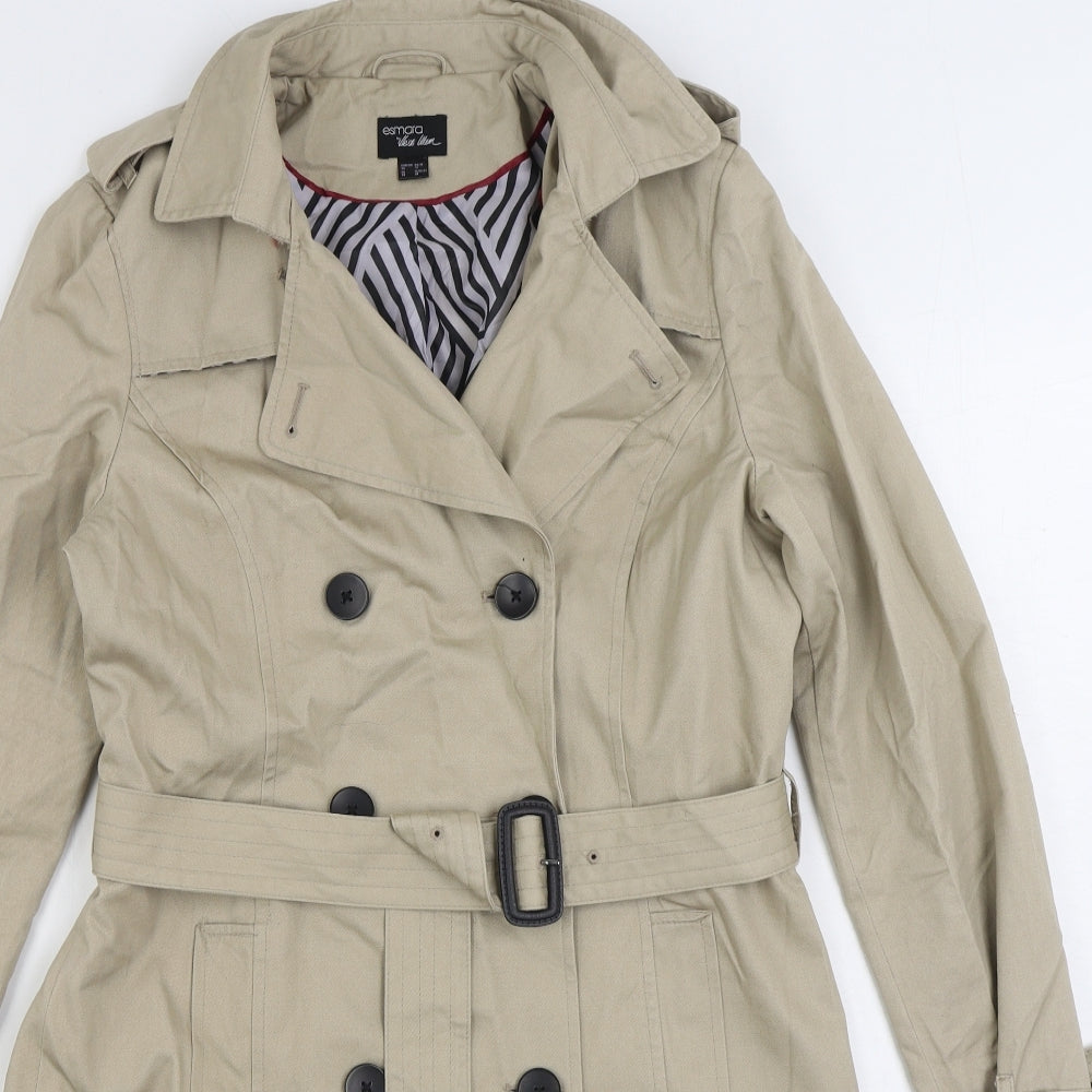 ESMARA Womens Beige Trench Coat Coat Size 10 Button
