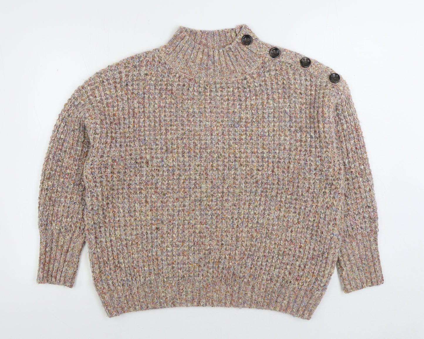 TU Womens Multicoloured High Neck Polyester Pullover Jumper Size 14