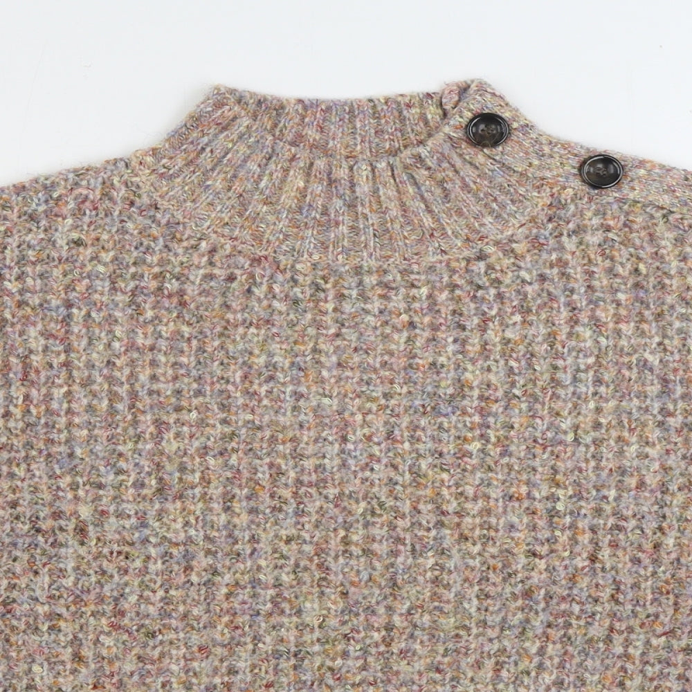 TU Womens Multicoloured High Neck Polyester Pullover Jumper Size 14