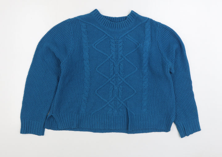 Oasis Womens Blue Round Neck Acrylic Pullover Jumper Size L