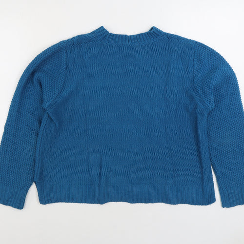 Oasis Womens Blue Round Neck Acrylic Pullover Jumper Size L