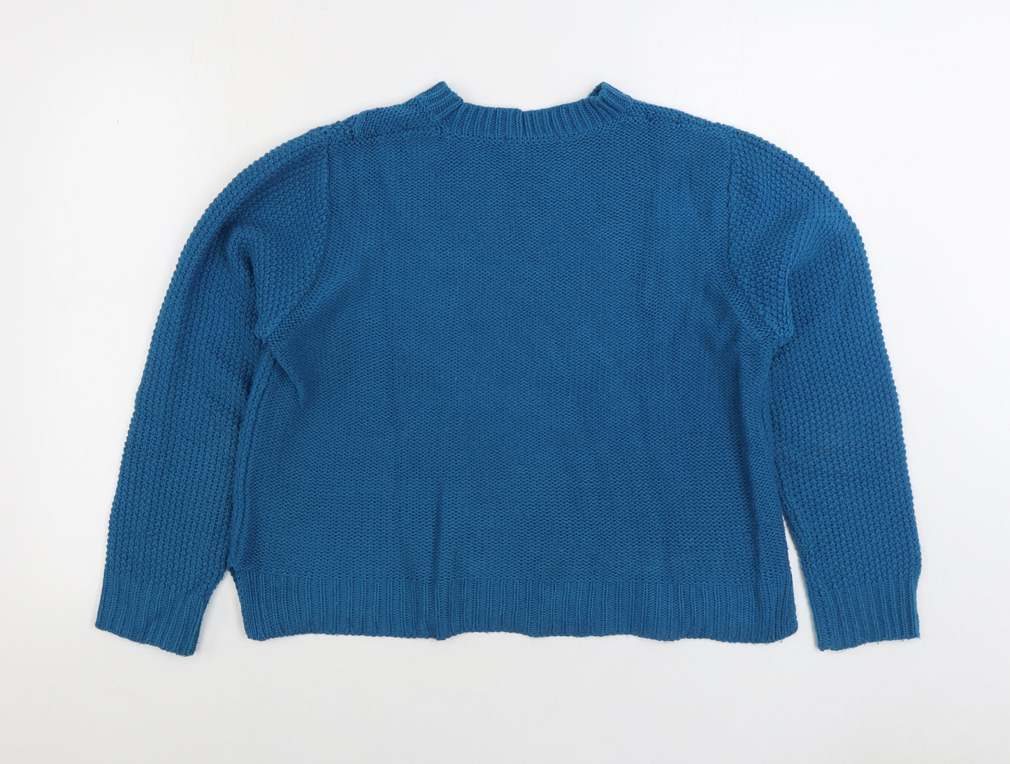 Oasis Womens Blue Round Neck Acrylic Pullover Jumper Size L