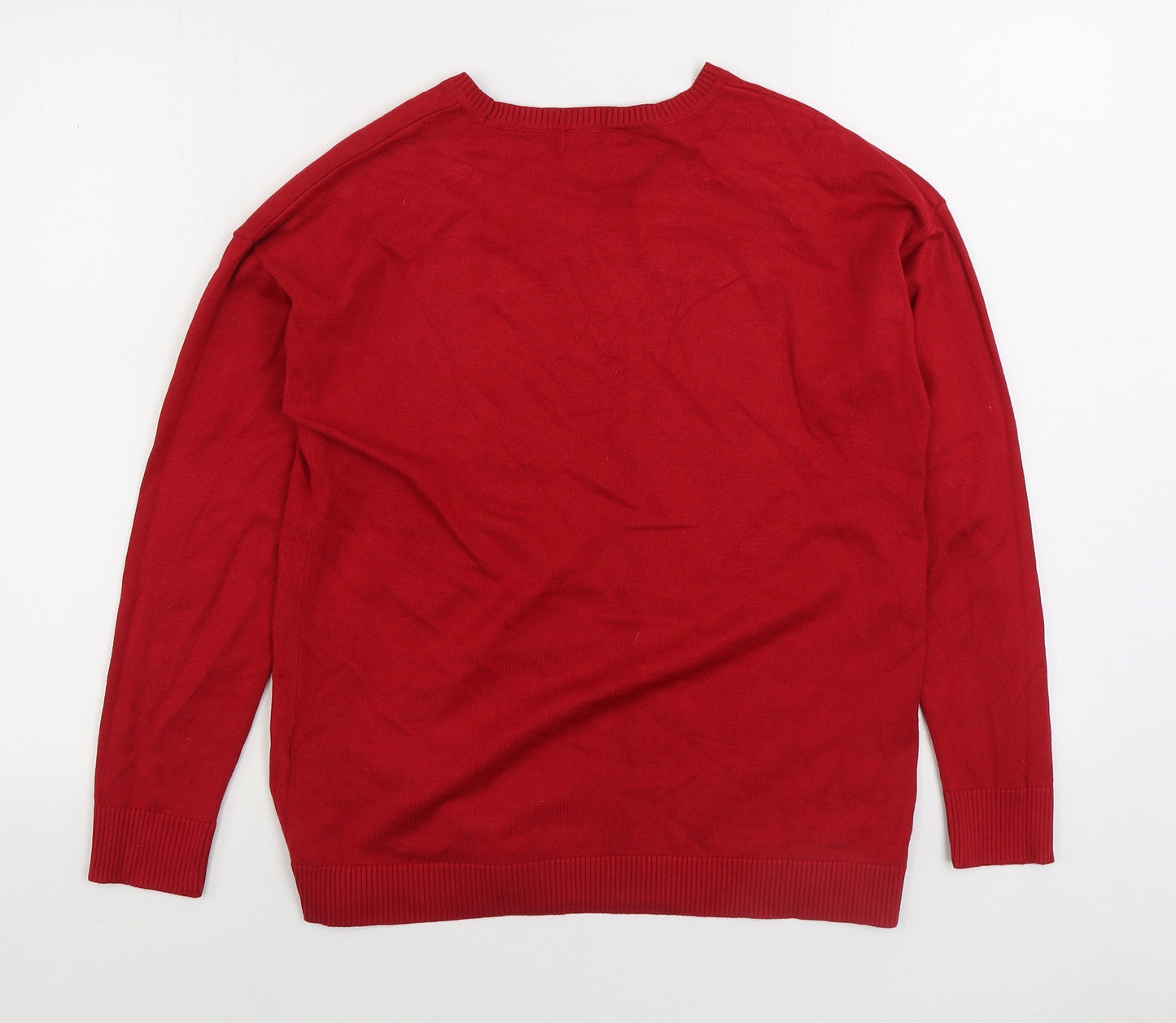 DKNY Mens Red Round Neck Acrylic Pullover Jumper Size S