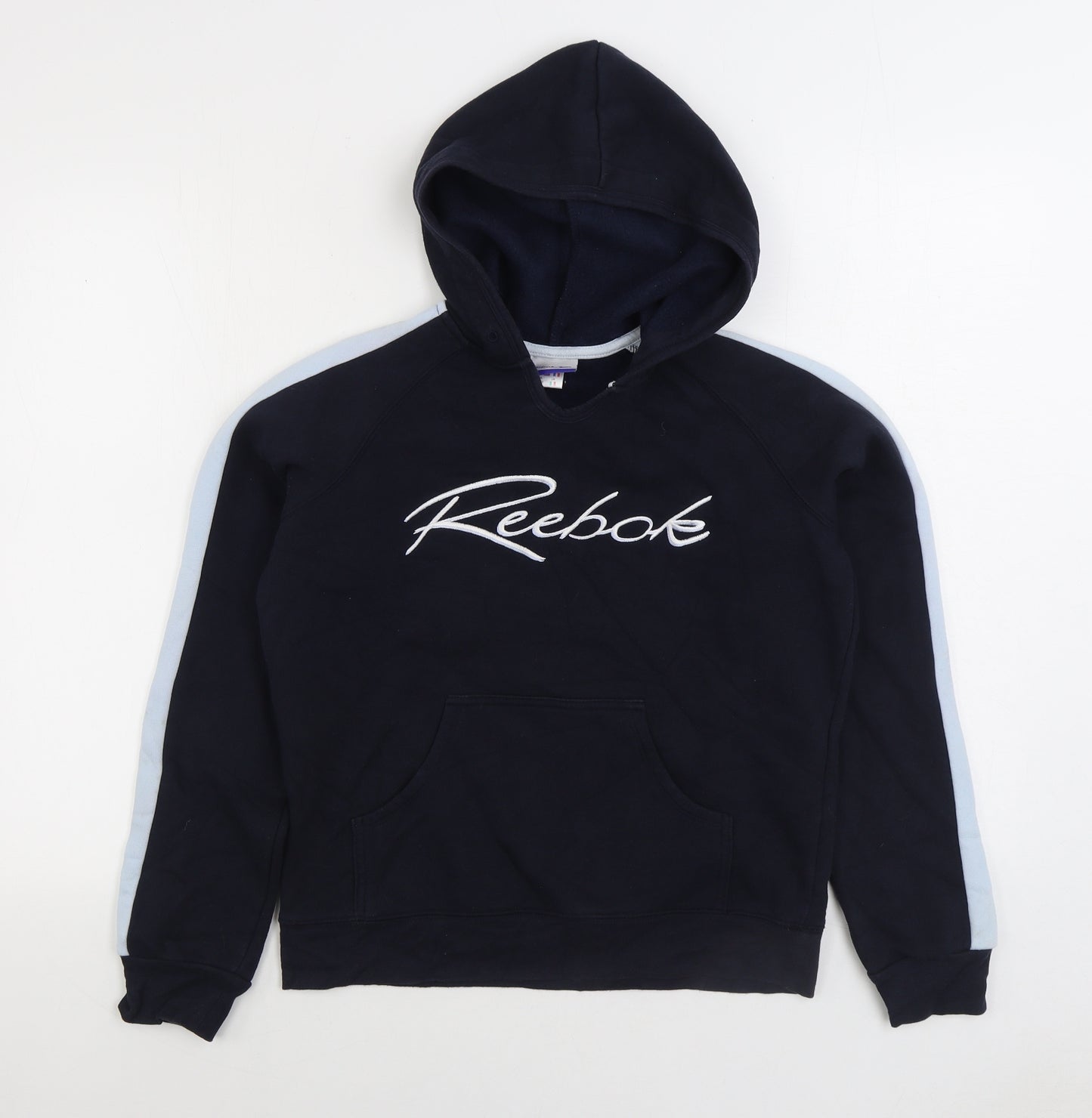 Reebok Womens Blue Cotton Pullover Hoodie Size 14 Pullover