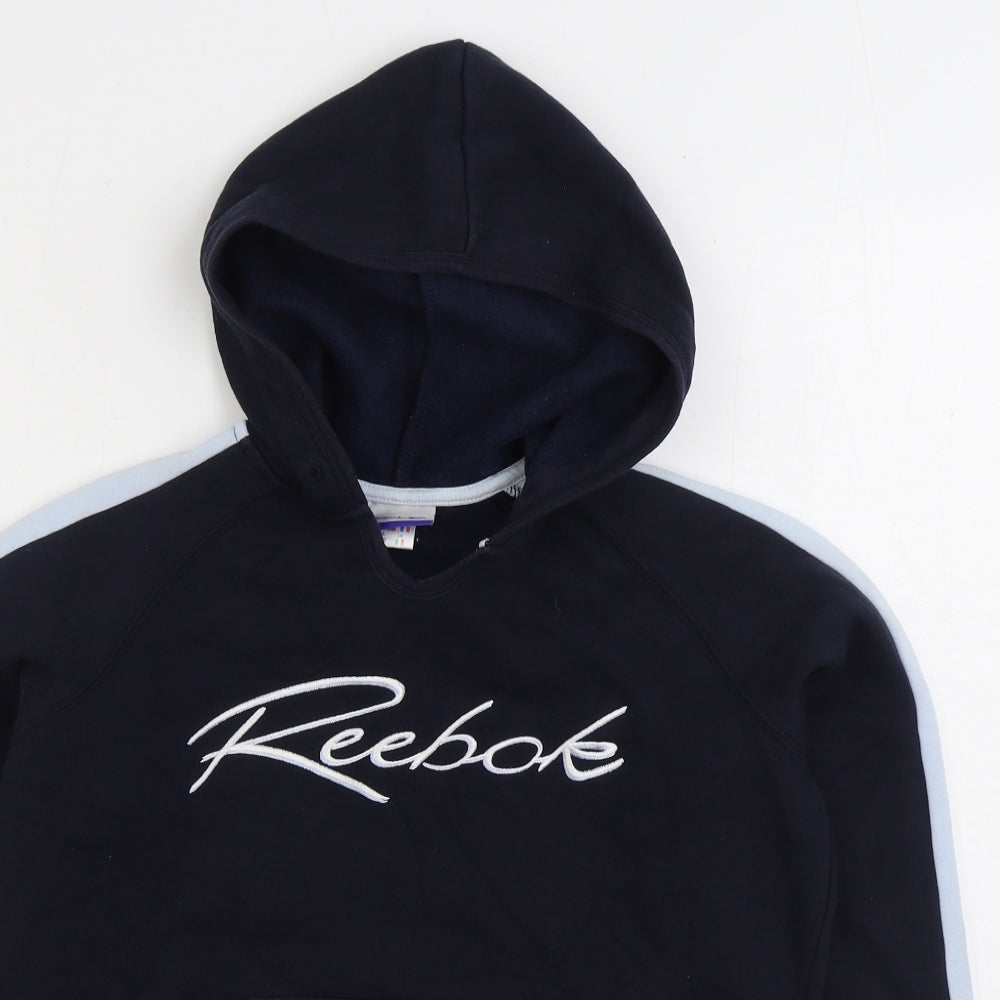Reebok Womens Blue Cotton Pullover Hoodie Size 14 Pullover