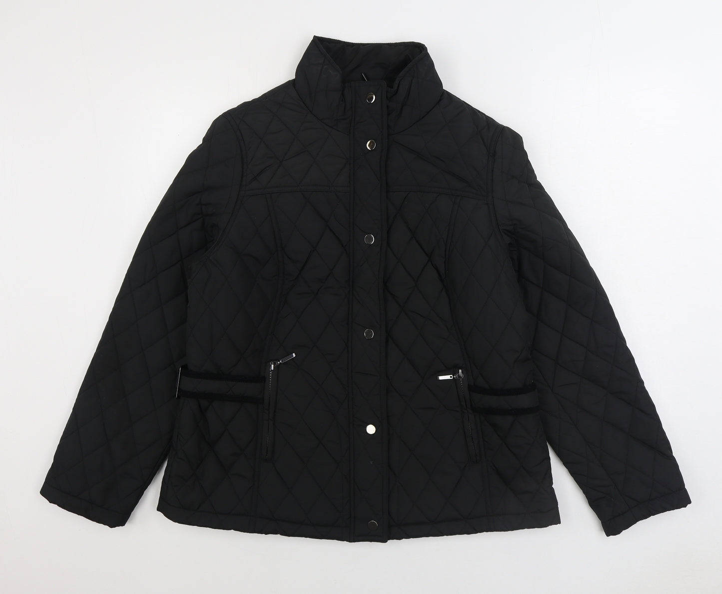 George Womens Black Quilted Jacket Size 18 Zip