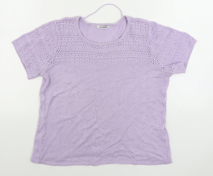 Damart Womens Purple Boat Neck Acrylic Pullover Jumper Size 10