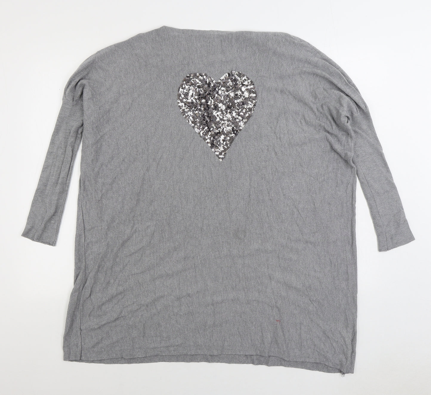 Paramour Womens Grey Square Neck Viscose Pullover Jumper Size M - Heart