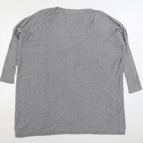 Paramour Womens Grey Square Neck Viscose Pullover Jumper Size M - Heart