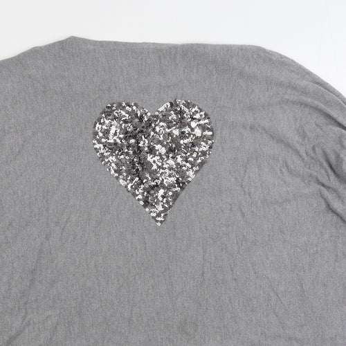 Paramour Womens Grey Square Neck Viscose Pullover Jumper Size M - Heart
