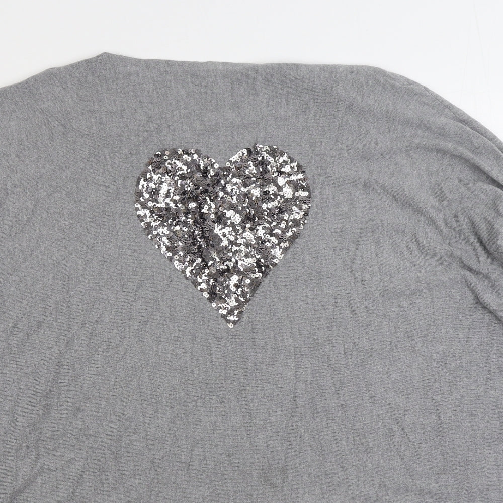 Paramour Womens Grey Square Neck Viscose Pullover Jumper Size M - Heart