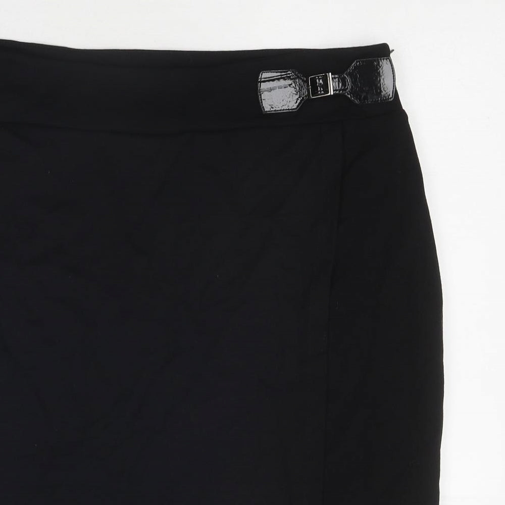 Precis Womens Black Polyester A-Line Skirt Size 14 Zip