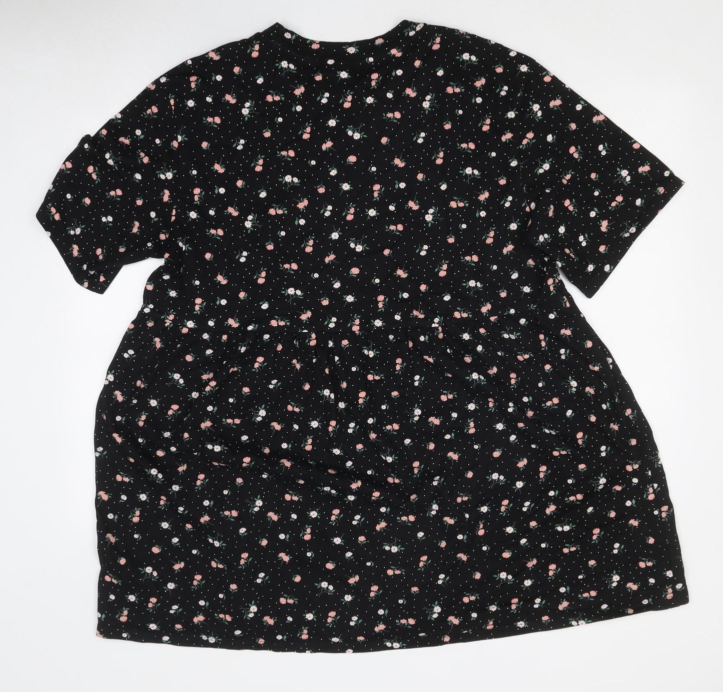 Divided Womens Black Floral Polyester Fit & Flare Size M Round Neck Pullover