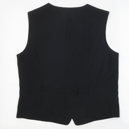 Mode Womens Black Polyester Jacket Suit Waistcoat Size 16 - Embroidered