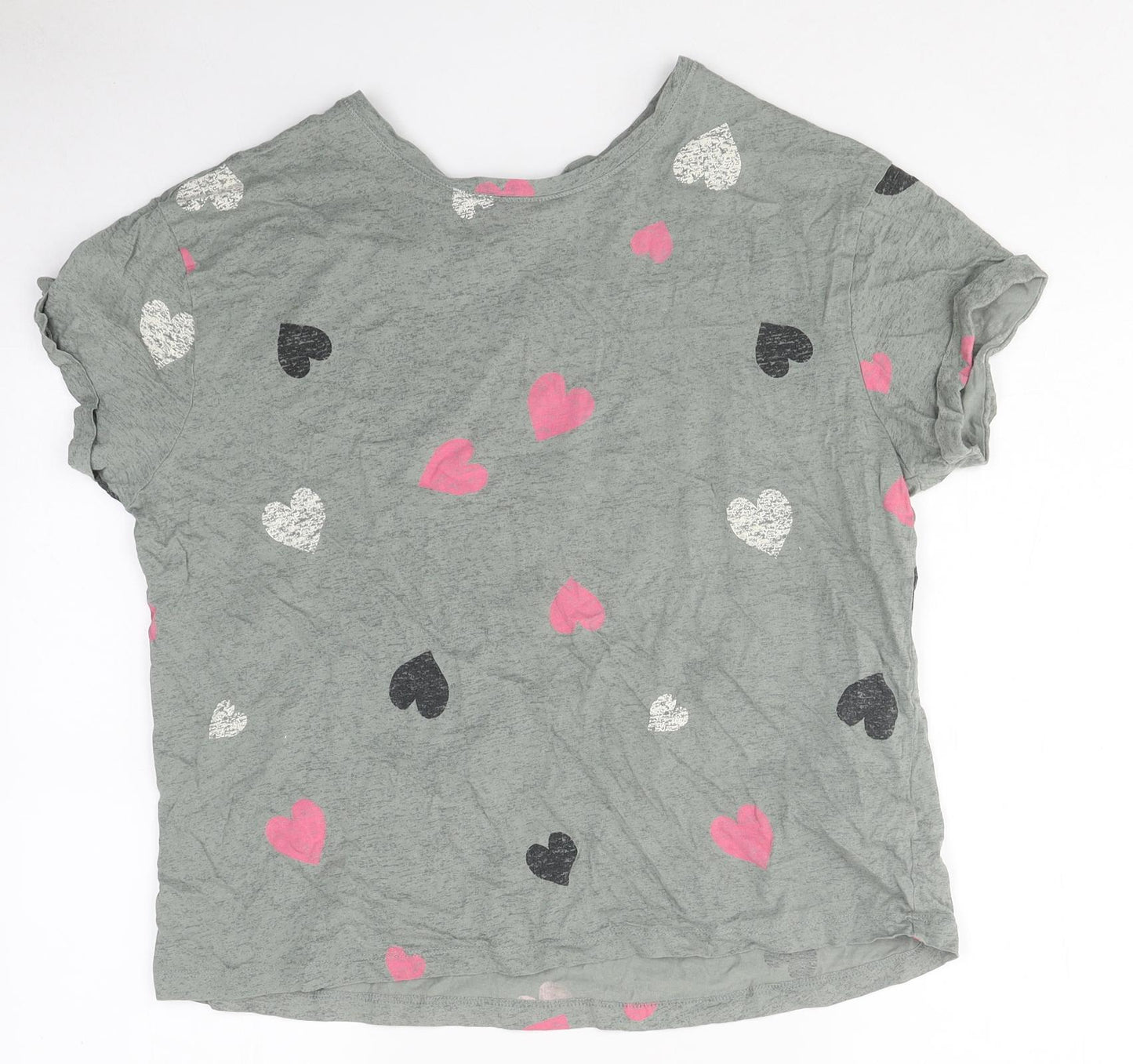 Marks and Spencer Womens Green Geometric Polyester Top Pyjama Top Size L