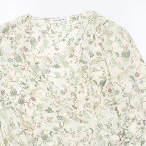 Rose+OIive Womens Multicoloured Floral Polyester Wrap Blouse Size S V-Neck