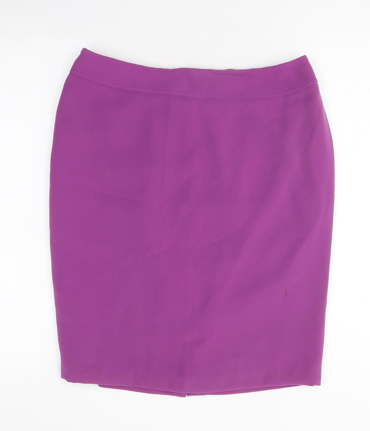 Julian Taylor Womens Purple Polyester A-Line Skirt Size 14 Zip
