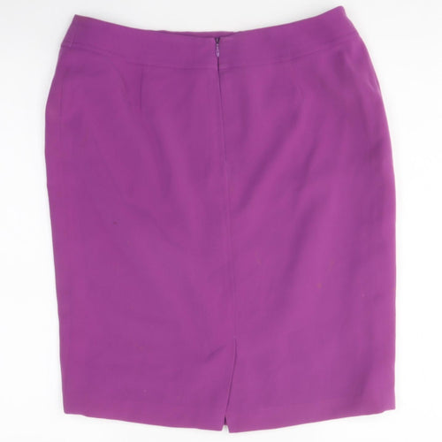 Julian Taylor Womens Purple Polyester A-Line Skirt Size 14 Zip