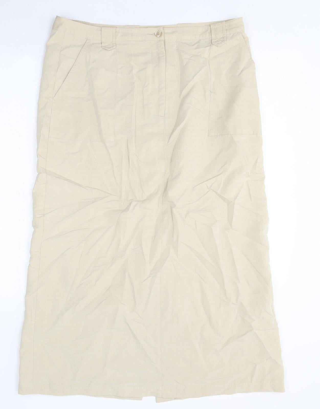 George Womens Beige Polyester Maxi Skirt Size 14 Zip