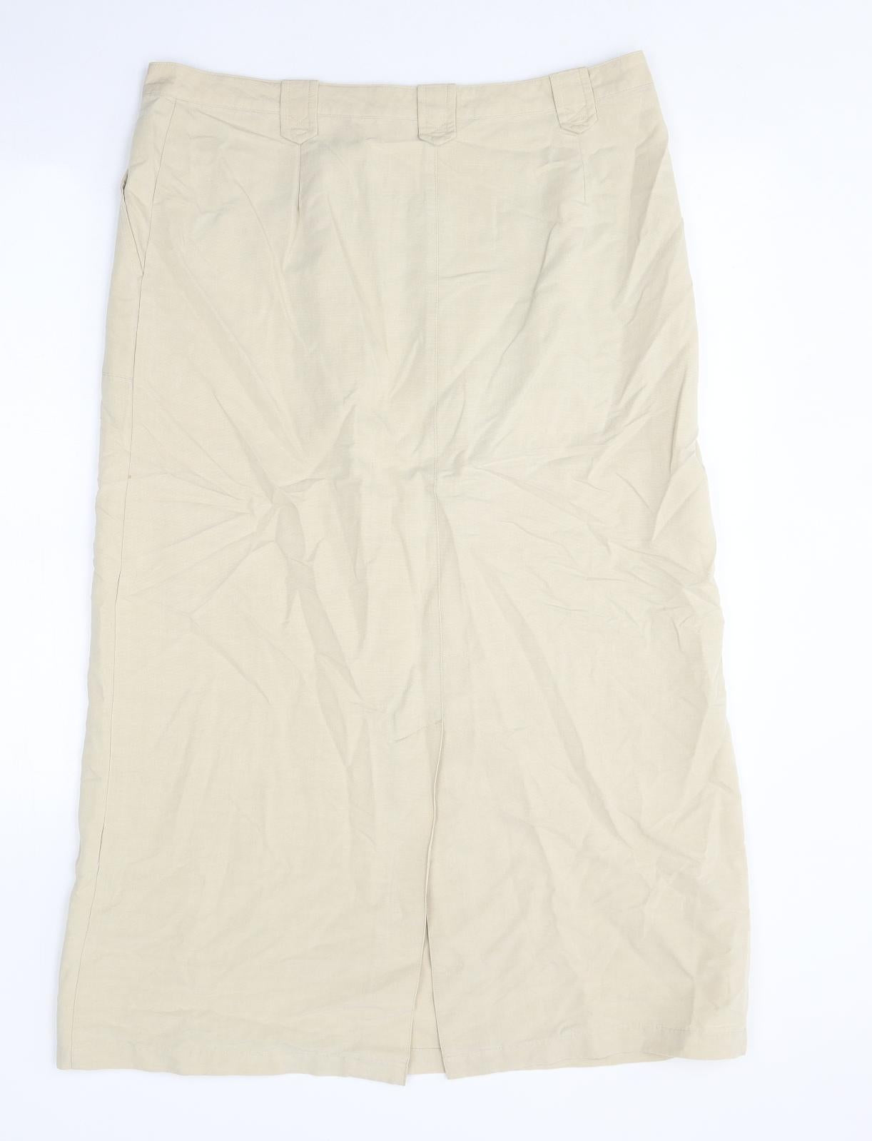 George Womens Beige Polyester Maxi Skirt Size 14 Zip