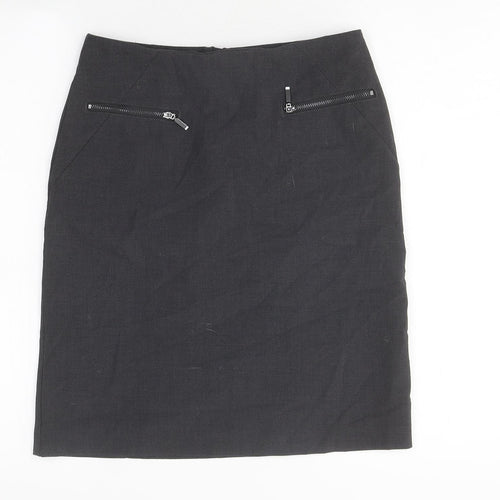 Marks and Spencer Womens Grey Polyester Mini Skirt Size 8 Zip