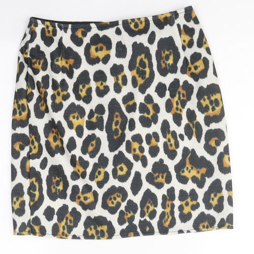 Hardy Puglia Womens Multicoloured Animal Print Polyester A-Line Skirt Size 6 Zip