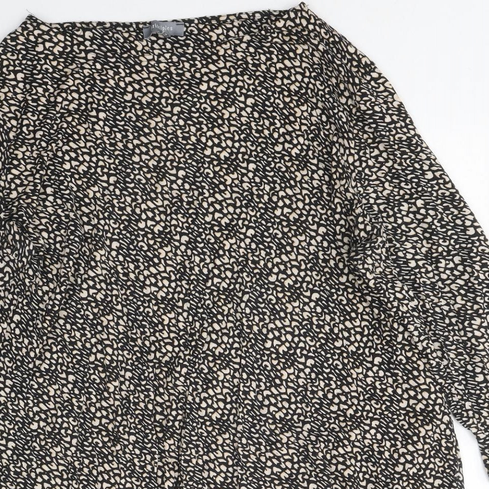 Principles Womens Brown Geometric Polyester A-Line Size 26 Round Neck Pullover