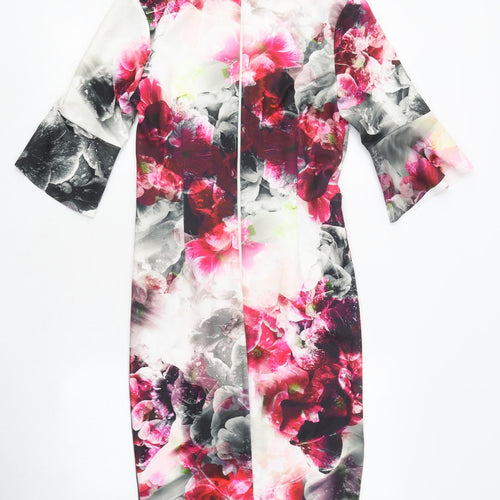 Very Womens Multicoloured Geometric Polyester A-Line Size 10 V-Neck Zip