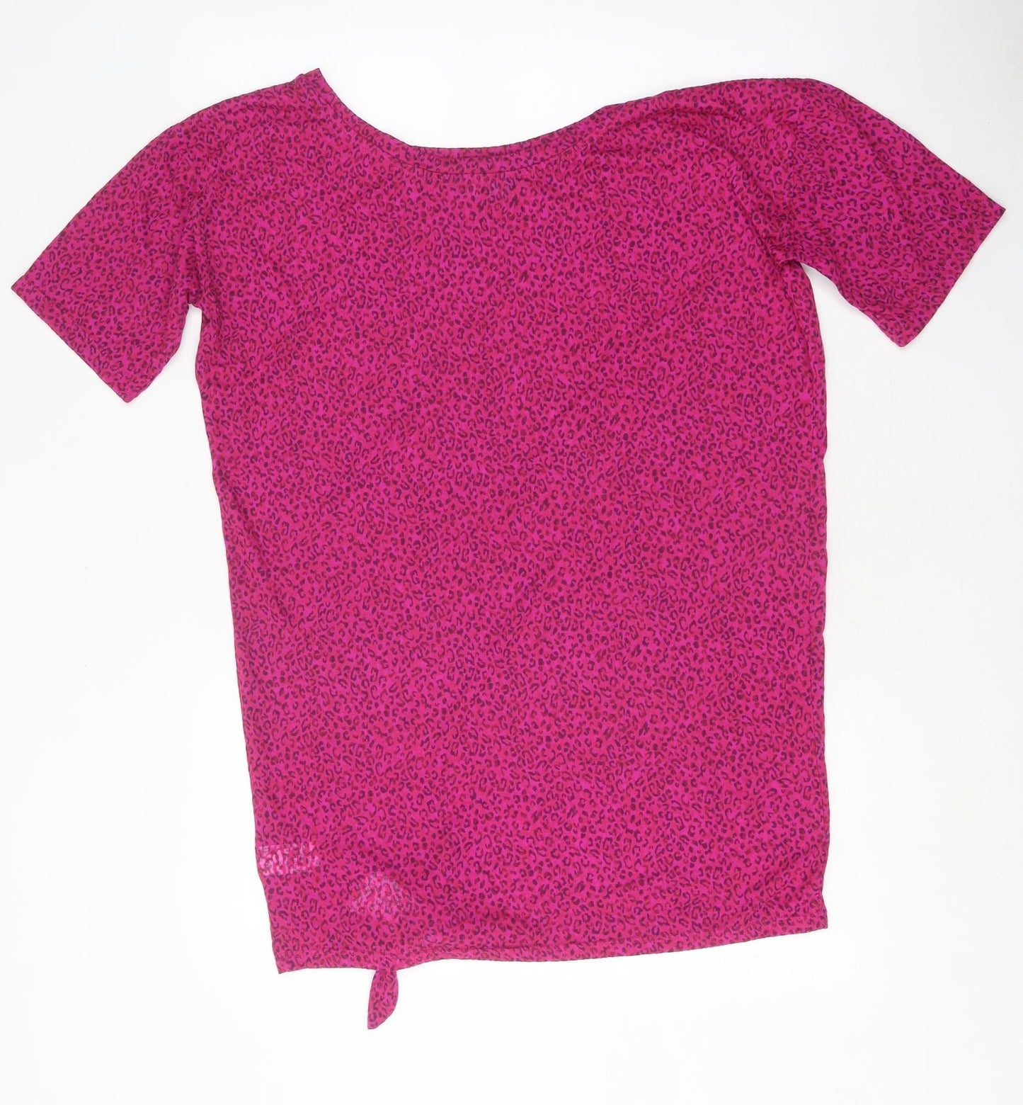 NEXT Womens Pink Animal Print Polyester Basic T-Shirt Size 8 Round Neck - Tie