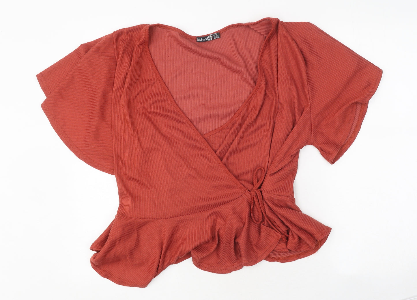 Boohoo Womens Orange Polyester Wrap Polo Size 26 V-Neck