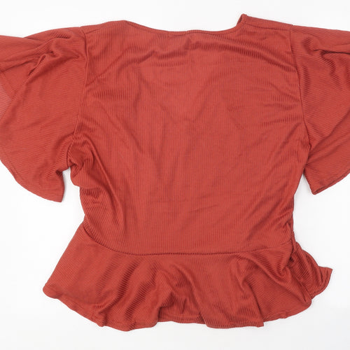 Boohoo Womens Orange Polyester Wrap Polo Size 26 V-Neck