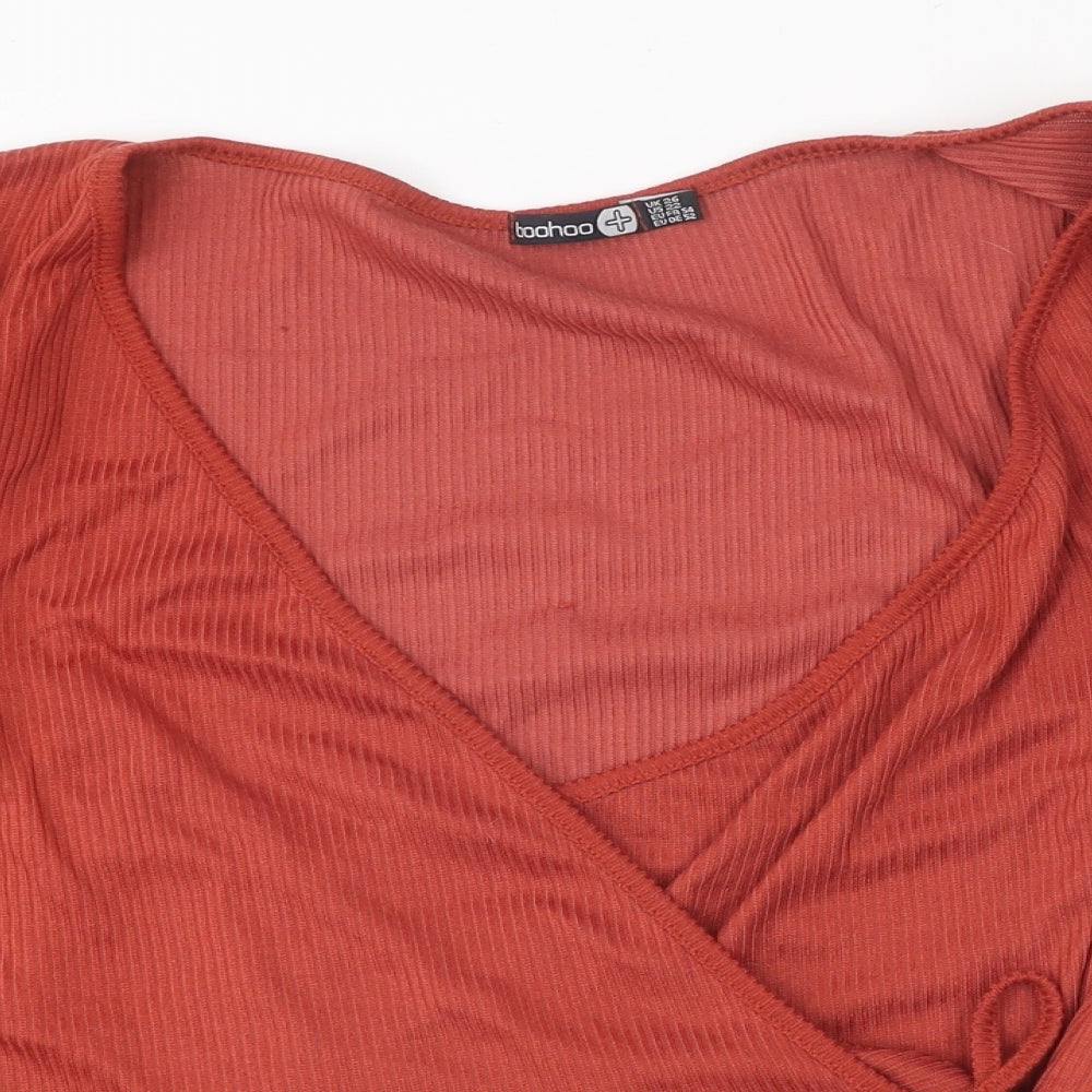 Boohoo Womens Orange Polyester Wrap Polo Size 26 V-Neck