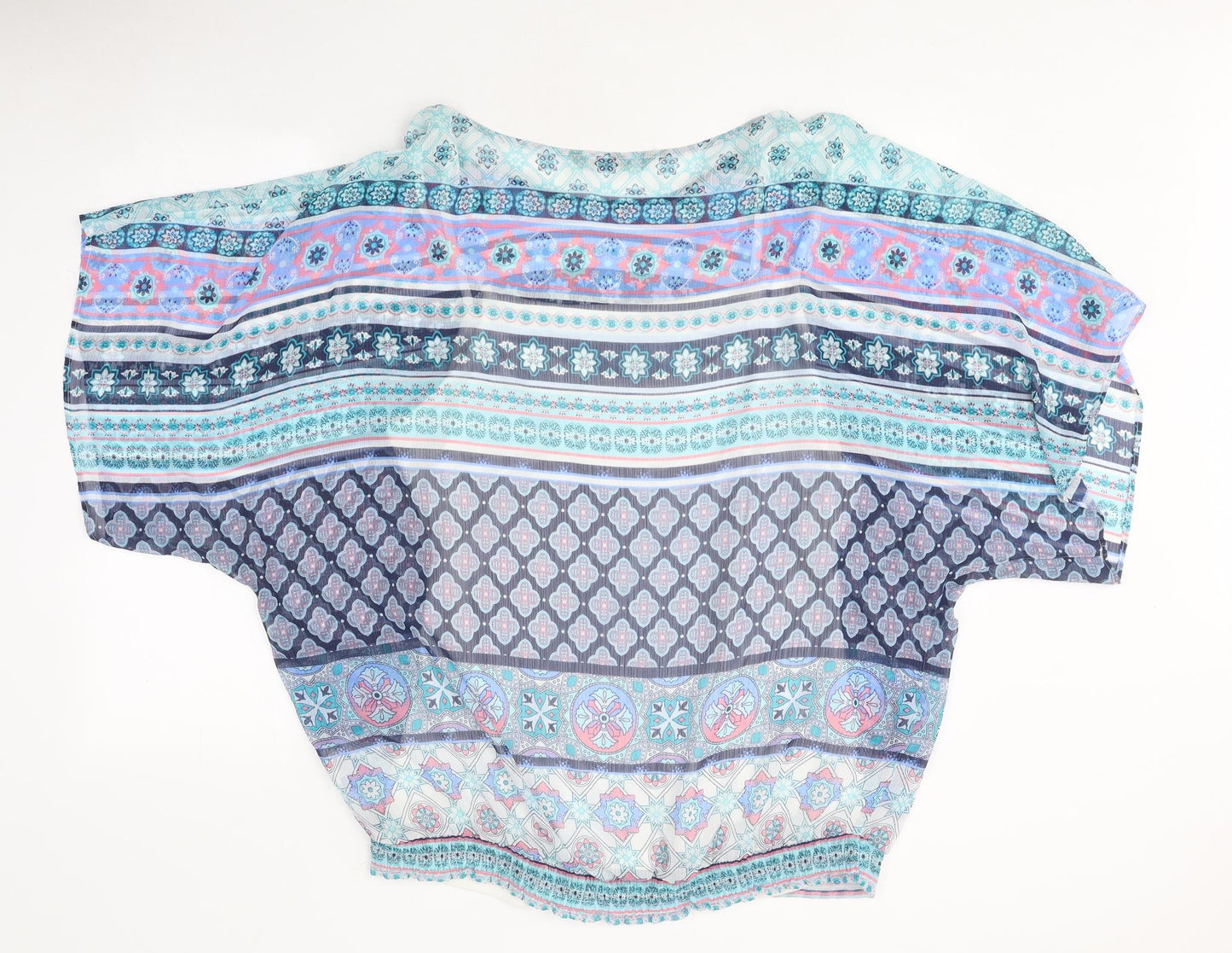 Bonmarché Womens Multicoloured Geometric Polyester Jersey Blouse Size 18 Round Neck